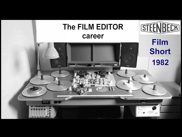 Table de montage de film à bandes, avec enceintes et écrans